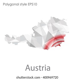 Austria map in geometric polygonal style.Abstract gems triangle,modern design background.