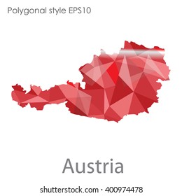 Austria map in geometric polygonal style.Abstract gems triangle,modern design background.
