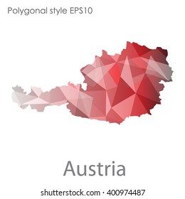 Austria map in geometric polygonal style.Abstract gems triangle,modern design background.