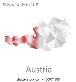 Austria map in geometric polygonal style.Abstract gems triangle,modern design background.