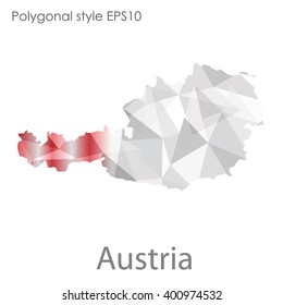 Austria map in geometric polygonal style.Abstract gems triangle,modern design background.