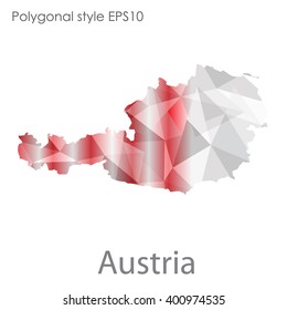 Austria map in geometric polygonal style.Abstract gems triangle,modern design background.