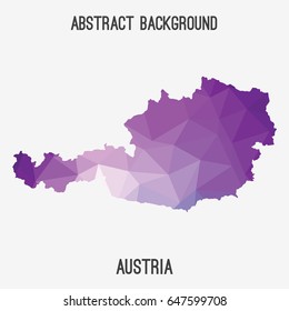 Austria map in geometric polygonal,mosaic style in purple shades.Abstract tessellation,modern design background,low poly. Vector illustration.