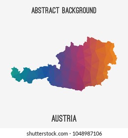 Austria map in geometric polygonal,mosaic style.Abstract tessellation,modern design background,low poly. Geometric cover, mockup. Vector illustration.