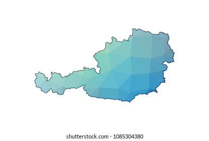 Austria map in geometric polygonal,mosaic style.Abstract tessellation,modern design background,low poly. Geometric cover, mockup. Vector illustration