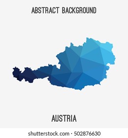Austria map in geometric polygonal,mosaic style.Abstract tessellation,modern design background,low poly. Vector illustration.