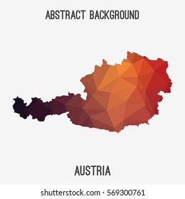 Austria map in geometric polygonal,mosaic style.Abstract tessellation,modern design background. Vector illustration