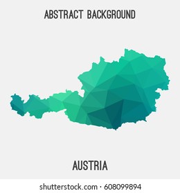 Austria map in geometric polygonal,mosaic style.Abstract tessellation,modern design background,low poly. Vector illustration.