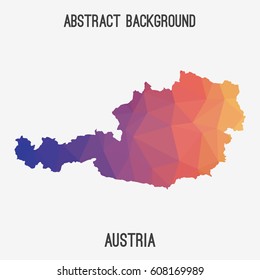 Austria map in geometric polygonal,mosaic style.Abstract tessellation,modern design background,low poly. Vector illustration.