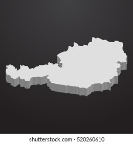 Austria map in gray on a black background 3d