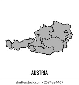 Austria map in grey style isolated on white background. Vector illustration