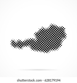 Austria map in halftone. Dotted illustration isolated on a white background.
Vector illustration.