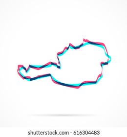 Austria Map hand drawn with blue and pink highlighters, isolated on a blank background.
Vector illustration, easy to edit, manipulate, resize or colorize.