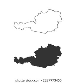 Austria map icon set on white background. Vector illustration.