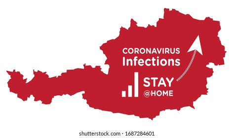 Austria map with increasing coronavirus infection curve