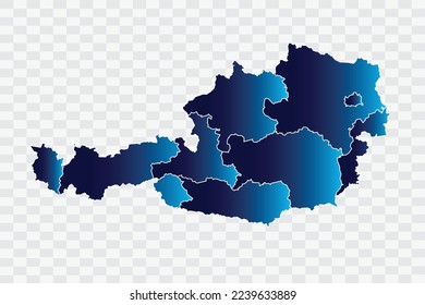 Austria Map indigo Color on White Background quality files   png