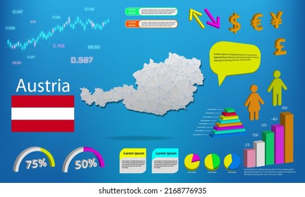 austria map info graphics - charts, symbols, elements and icons collection. Detailed austria map with High quality business infographic elements.