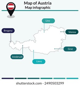 Austria map infographic. Map of infographic
