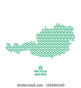 Austria map made from recycling symbol. Environmental concept
