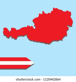 Austria map with national flag decoration