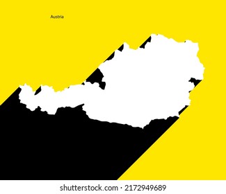 Austria Map on retro poster with long shadow. Vintage sign easy to edit, manipulate, resize or colourise.