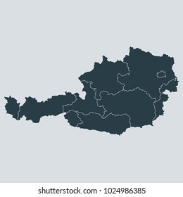 Austria map on white background vector,Austria Map Outline Shape Gray on White Vector Illustration, High detailed Gray illustration map Austria.