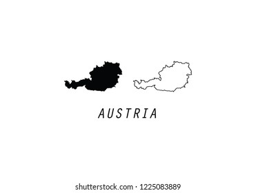 Austria map outline country shape national borders state 