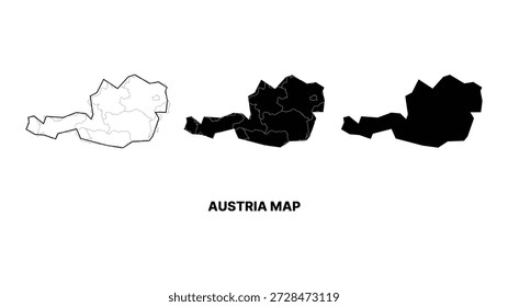 Perfil do mapa da Áustria e vetor sombreado