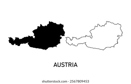 austria map in outline style, black color