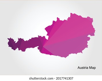 Austria Mapa color rosa sobre fondo blanco poligonal