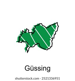 Austria mapea la administración de la región con la ciudad de Gussing, Plantilla de diseño de Ilustración vectorial