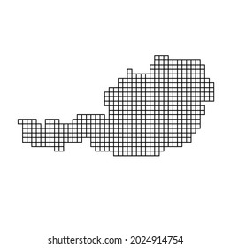 Austria map silhouette from black pattern mosaic structure of squares. Vector illustration.
