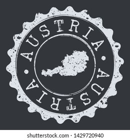 Austria Map. Silhouette Postal Passport Stamp. Round Vector Icon Postmark.
