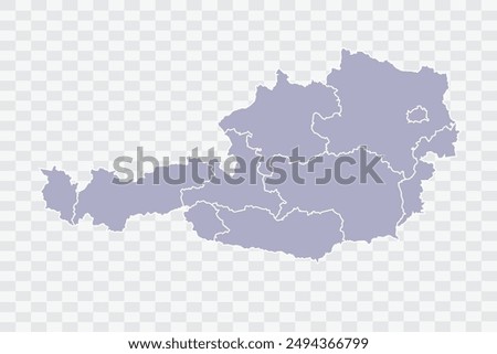 Austria Map silver Color on White Background quality files Png