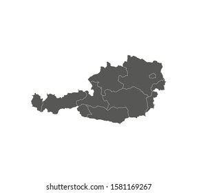 Austria map, states border map. Vector illustration.