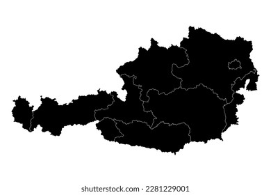 Austria map with states. Vector illustration.