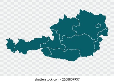 Austria map Teal Green Color on Backgound png
