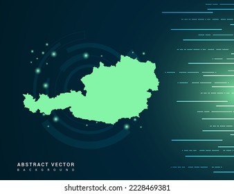 Austria map of technology green futuristic Background vector.