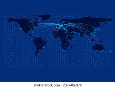 Austria map for technology or innovation or export concepts. Connections of the country to major cities around the world. File is suitable for digital editing and prints of all sizes.