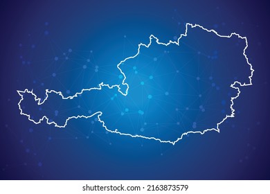 Austria Map Technology Network Connection Background Stock Vector 