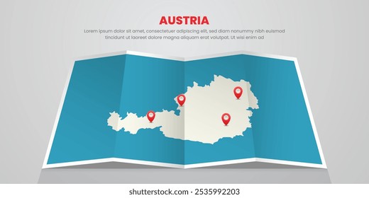 austria map travel with pin tag location design Illustration