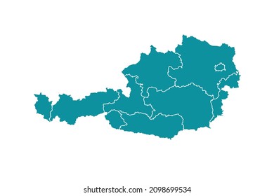 Austria map vector, Abstract design vector illustration Eps 10. sea color palette color. High Detailed on white background.