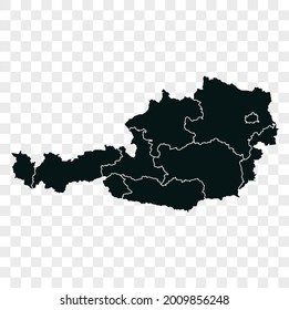 Austria map vector. dark color. isolated on transparent background.