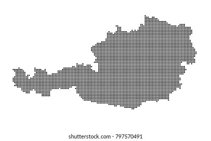 Austria map vector. map dotted silhouette with black dots on a white background. Vector illustration eps 10.