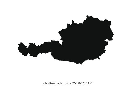 Ícone de vetor do Mapa da Áustria. Mapa da Silhueta Negra da Áustria.