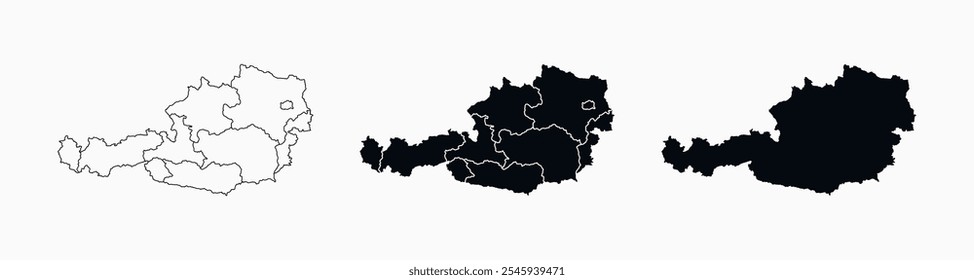 
Ícone de vetor do Mapa da Áustria. Mapa de Áustria vários estilos.