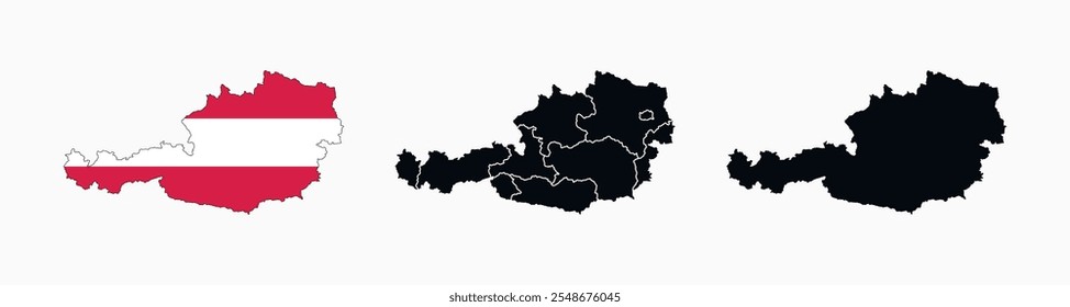 Ícone de vetor do Mapa da Áustria. Mapa de Áustria vários estilos.