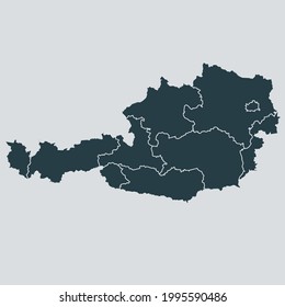 Austria map vector, isolated on gray background