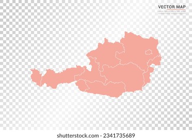 Austria mapea el color naranja vectorial sobre fondo transparente.