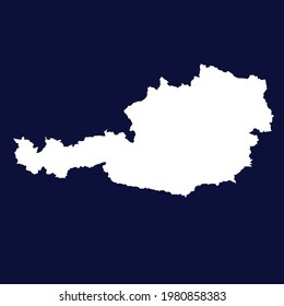 Austria map vector. white color on blue background.
